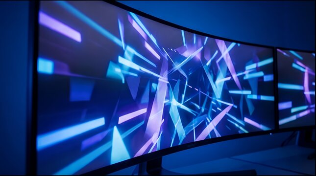 Neon Prism: Multi-Monitor Setup with Dynamic Light Geometry