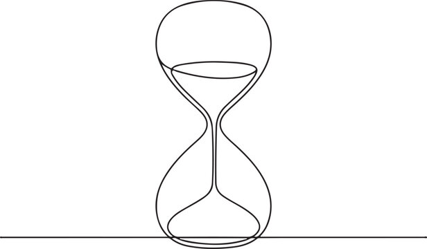 Continuous line hourglass, minimalist timer icon, simple sand timer symbol, one line drawing