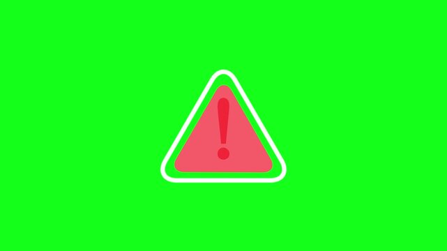 Red flat exclamation mark warning icon on white background, simple minimalist caution triangle, clean emergency alert symbol for web and interface.