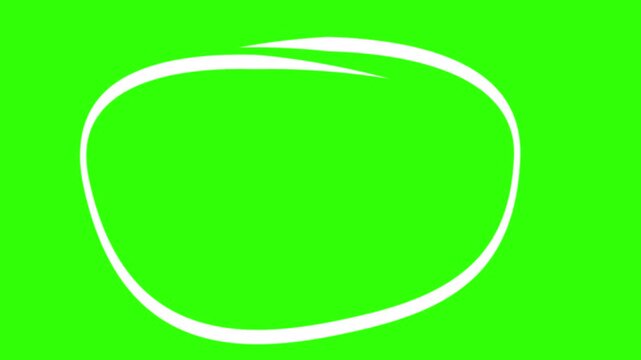 white hand drawn circle ring highlight scribble  rough freehand scrawl ink pen or pencil design element graphic isolated on a green screen chroma key background 4K video animation  