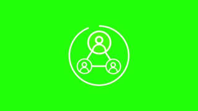 Rotating animation of green recycle symbol on black background. Alpha channel included
