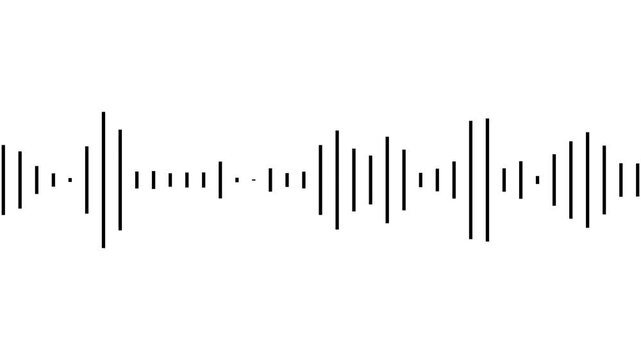 Minimal black audio waveform animation with clean equalizer bars for music visuals, video overlays, transitions, broadcast graphics, and digital media projects, alpha channel