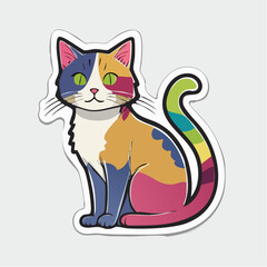 Fototapeta premium Colorful Cartoon Cat Sticker