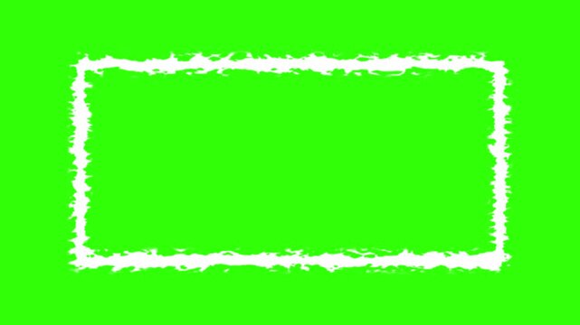 white rectangle border frame box animated shape graphic design element with shaky sketchy movement 4K animation graphic element with chroma key green screen background
