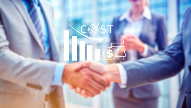 Cost reduction concept, Expenses and saving money, Business strategy and project management, with growth graph of quality control, cost reduction, efficient business and budget cutting.