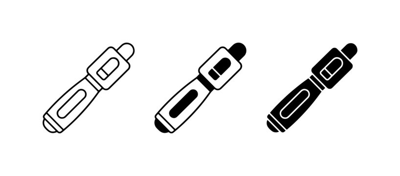 Vape Pen Icons, Electronic Cigarette Symbols, Vaporizer Illustrations, Set of 3