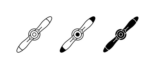 Airplane Propeller Icons, Aviation Symbols, Vintage Aircraft Parts, Vector Graphics © Shohel
