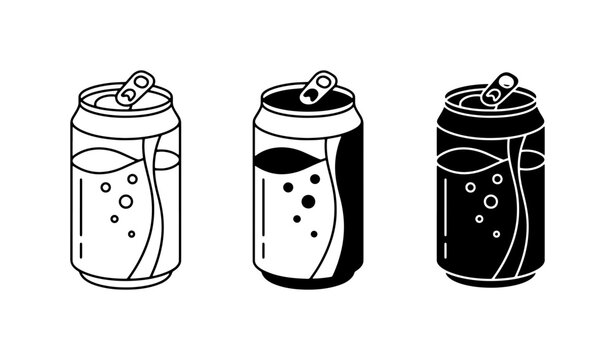 Soda Cans Vector Icons, Refreshing Drink Containers, Beverage Packaging Graphics