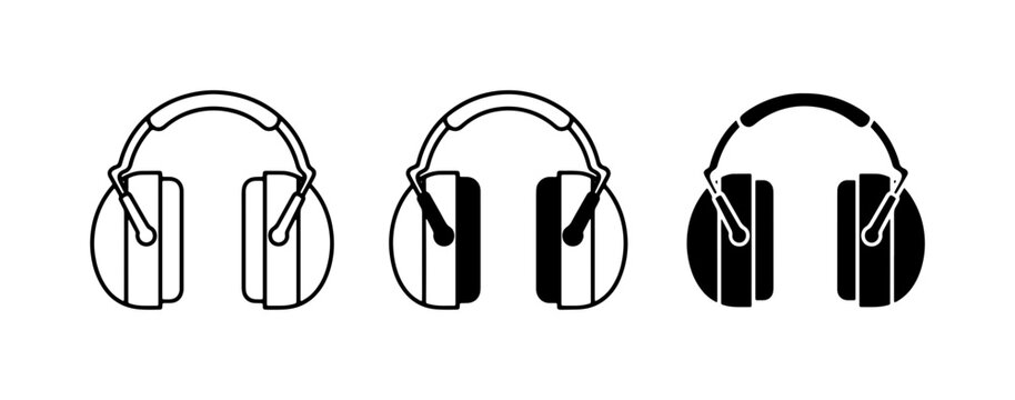 Ear Protection Icons, Noise Cancelling Headphones, Safety Gear Symbols