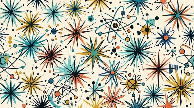 Mid-century starburst atomic vivid mid-century modern starburst atomic pattern
