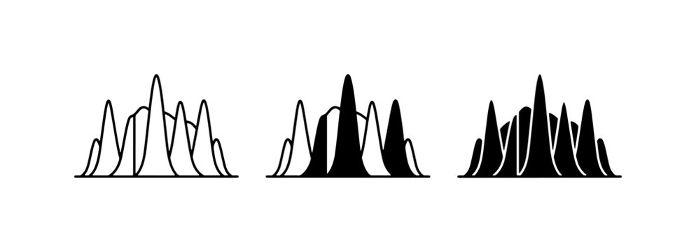 Abstract Sound Waveforms, Audio Spectrum Peaks, Music Visualizer Icons