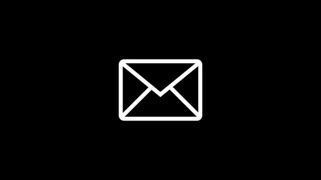mail envelope animated outline icon with alpha channel. mail envelope 4k video animation for web, ui design