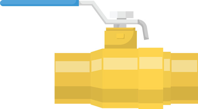 Brass Ball Valve Flat Illustration. Clean Icon Design Element Isolated on White Background