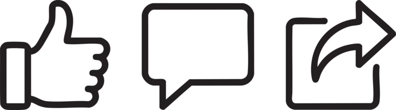 Social Media Engagement Like Comment and Share Icons