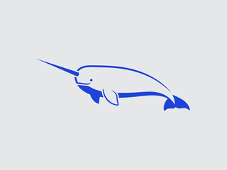 Blue Narwhal Illustration Simple Design Shape. © Arip