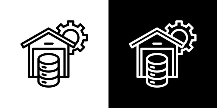 Data Warehouse Icon Sheet Black And White