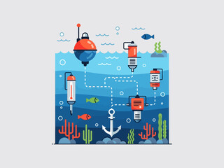 Underwater Scene with Buoy and Anchor. © Wawan