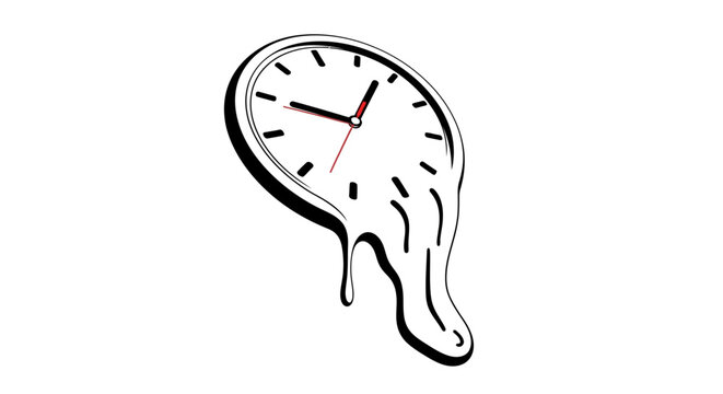 Melting clock face with black lines.