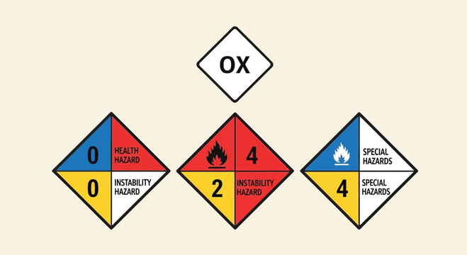 Hazardous Material Signs: NFPA 704, UN Number, Oxidizer - Safety Symbols