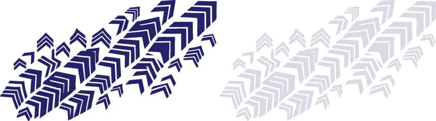 Tire Tracks Pattern with Chevron Arrows Isolated on White Background © Rayhan K.