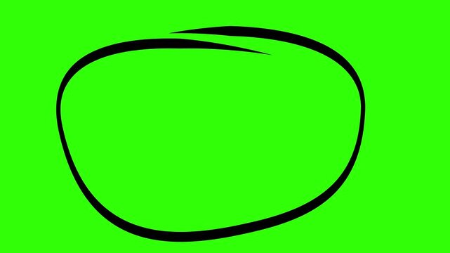 highlight in blank ink hand drawn circle ring isolated graphic highlighting element presented on a clean green screen chroma key background