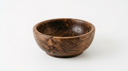 Fototapeta premium Natural Wooden Bowl Isolated on Clean White Background Studio Shot 