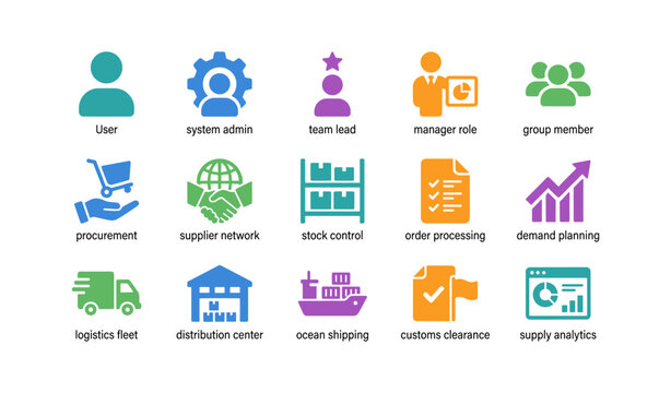 User and supply chain role icons displayed on white background