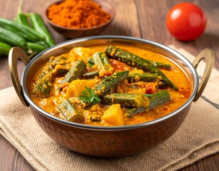 Indisches Bhindi Masala mit Okra und Curry © Silvia Bogdanski