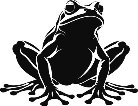 Black Frog Vector Icon, Amphibian Silhouette, Animal Illustration, Wildlife Graphic