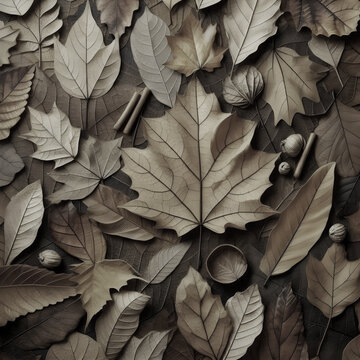 Dry leaves creates a seamless nature pattern across the ground during the fall season.