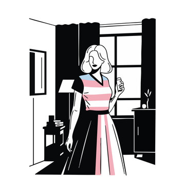 Person in a room wearing a transgender pride flag shirt. Modern vector illustration of trans identity. LGBTQ+ diversity and inclusion concept