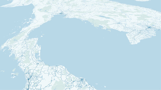Modern minimalist vector map of the Gulf of Thailand. High-quality scalable illustration of the Gulf coastline, islands (Koh Samui, Koh Chang), and Southeast Asia maritime geography fo
