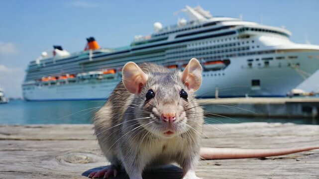 Rat transmitting hantavirus with biohazard and viral infection risk on the cruise ship