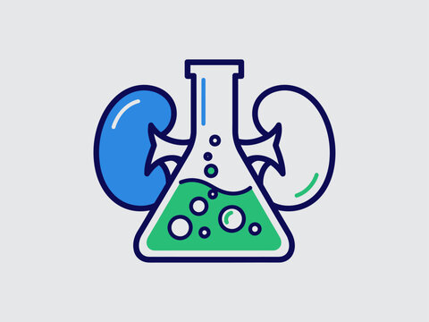 Erlenmeyer Flask with Green Liquid Illustration.
