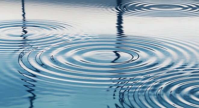 Water surface ripples from droplets with abstract background concentric disturbance movement reflection calmness tranquility refreshing moisture hydration