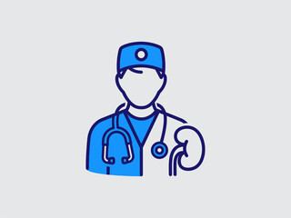 Fototapeta premium Doctor with Stethoscope and Kidney Illustration.