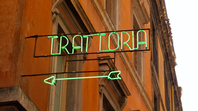 Neon sign of italian restorant in Rome