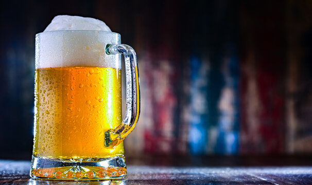 A mug of pale lager beer
