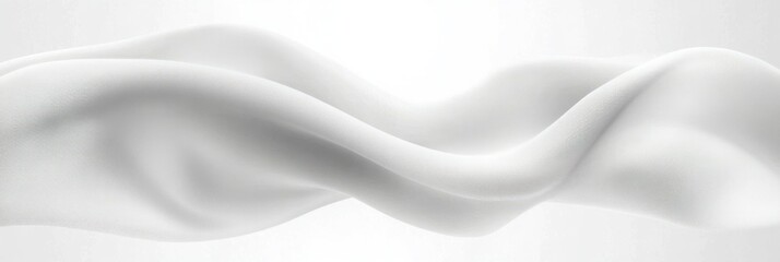 Fototapeta premium flowing white silk fabric waves with soft folds and shadows on a light background, graceful and serene