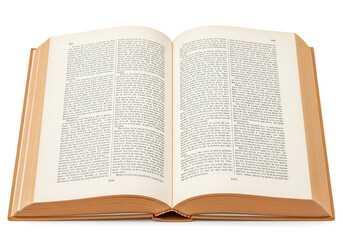 Fototapeta premium Open ancient book with aged brown pages and text