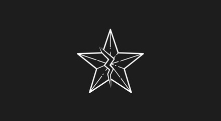 Obraz premium A cracked star graphic design on a dark background, representing a broken dream or ambition