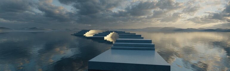Fototapeta premium Stairway to the light a surreal scene of stairs leading into the sky