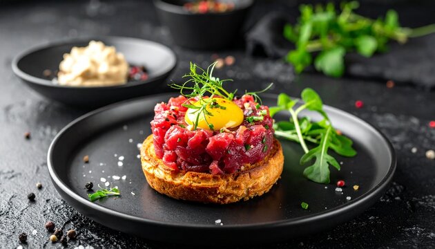 Mini-Tatar vom Wagyu-Rind auf knusprigem Brioche