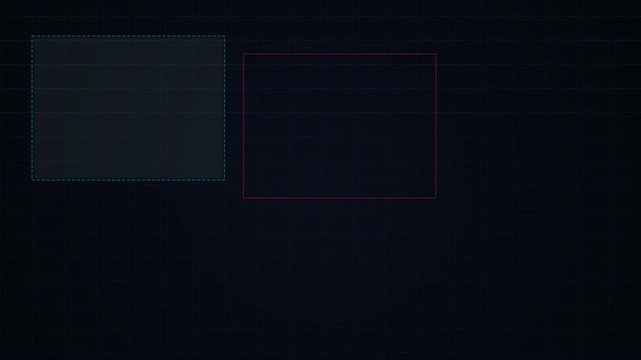 Minimalist dark grid background with neon outline rectangular frames