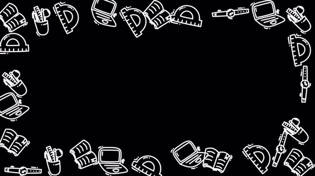 Education Icons Frame 4k Transparent Loop Video Overlay