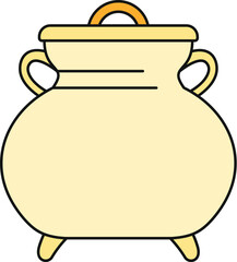 Fototapeta premium Golden cauldron pot with lid and handles, empty for wealth concept