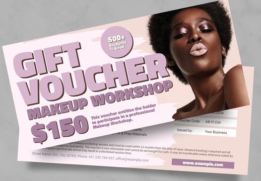Make-up Workshop Gift Voucher in Pale Pink DL Size