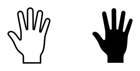 Fototapeta premium Hand Icons: Open Palm Outline and Silhouette, Vector Graphics for Communication and Signals