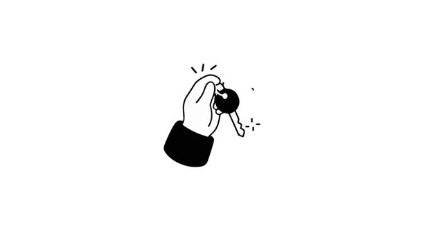 Line Art Hand Holding Car Key Animation 4K