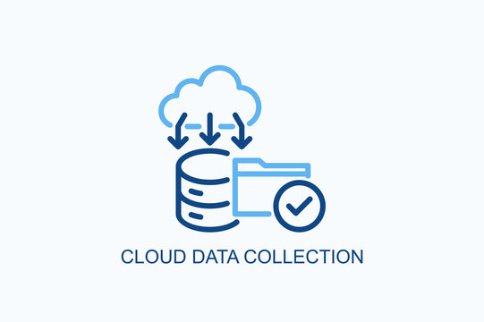 Cloud Data Collection Icon Or Logo Isolated Vector Illustration